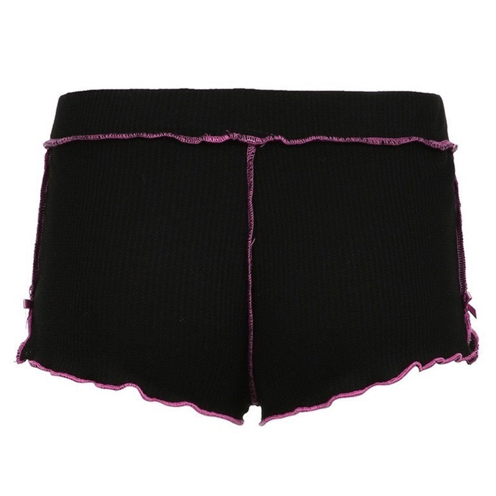 VILZSTUDIOS Stylish bow print micro shorts for women