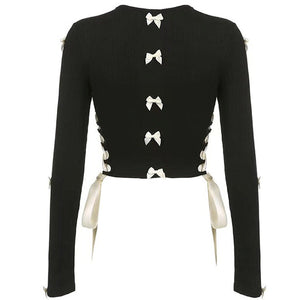 VILZSTUDIOS Stylish black long sleeve top with cut-out design