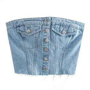 VILZSTUDIOS fashionable denim corset top for versatile styling