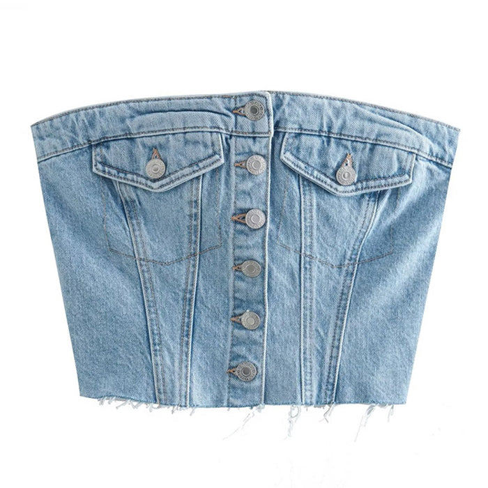 VILZSTUDIOS fashionable denim corset top for versatile styling