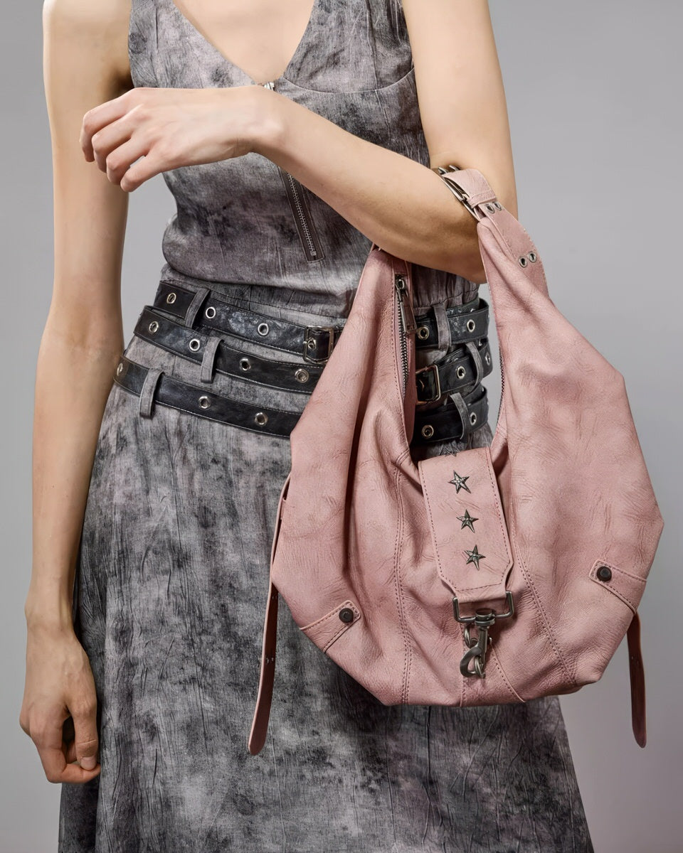VILZSTUDIOS Stylish hobo bag with star hardware and shoulder strap