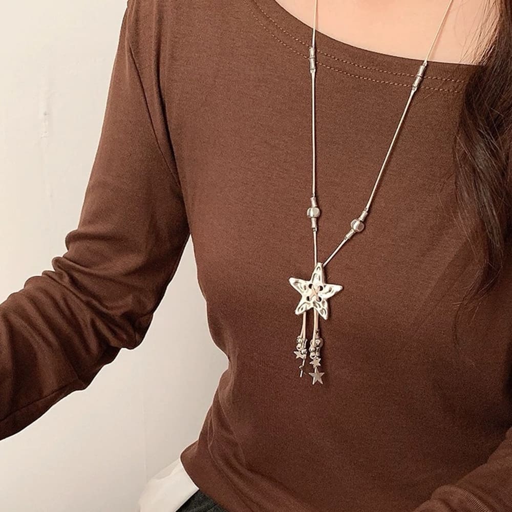 VILZSTUDIOS Silver star charm necklace with dangling charms
