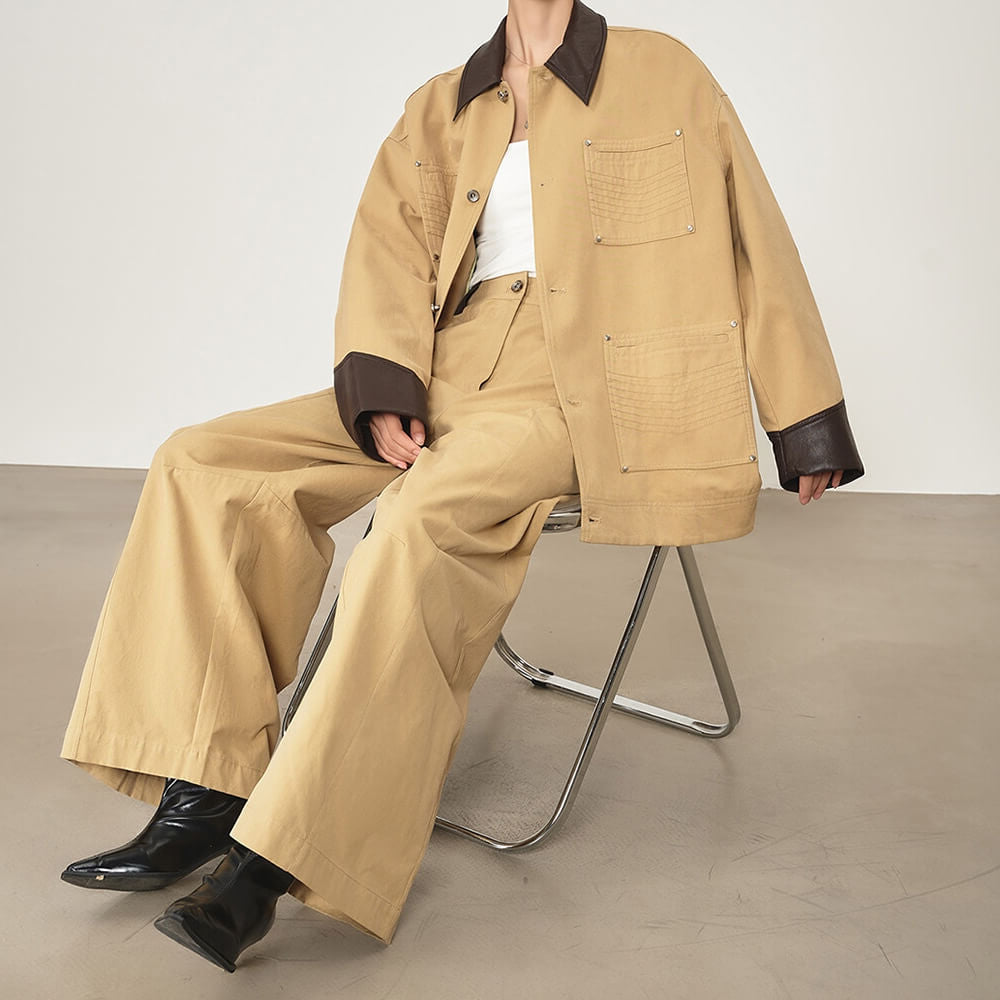 VILZSTUDIOS Stylish streetwear set featuring denim and vegan leather