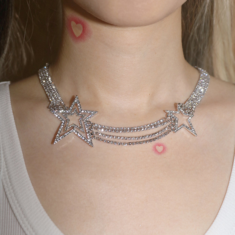 VILZSTUDIOS Layered crystal star necklace featuring rhinestones