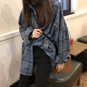 VILZSTUDIOS Oversized plaid shirt for casual streetwear style