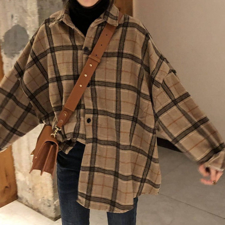 VILZSTUDIOS Oversized plaid shirt for casual streetwear style