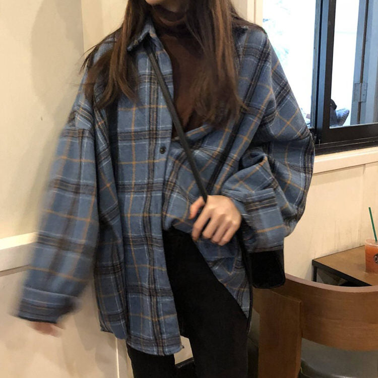 VILZSTUDIOS Oversized plaid shirt for casual streetwear style