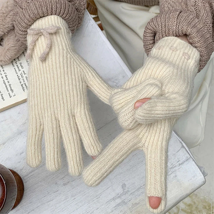 VILZSTUDIOS Cozy knit gloves with a bow design
