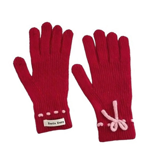 VILZSTUDIOS Cozy knit gloves with a bow design
