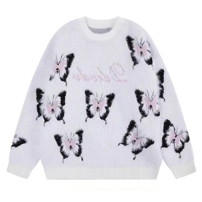 VILZSTUDIOS Cozy sweater featuring butterfly patterns and oversized fit