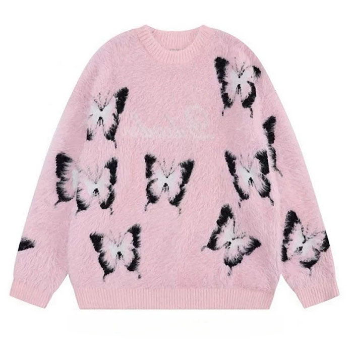 VILZSTUDIOS Cozy sweater featuring butterfly patterns and oversized fit