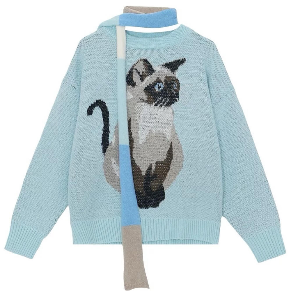 VILZSTUDIOS Cozy oversized jumper with cat graphic