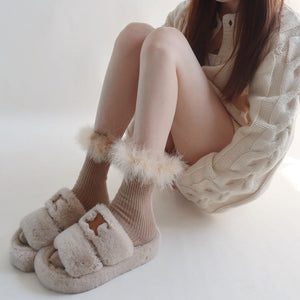 VILZSTUDIOS Cozy cream plush socks for stylish outfits