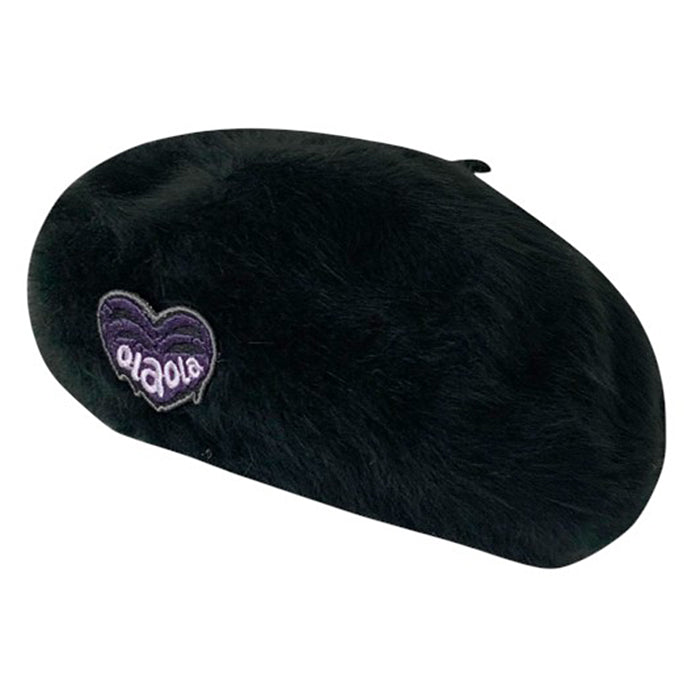 VILZSTUDIOS Fluffy beret with heart patch from VILZSTUDIOS