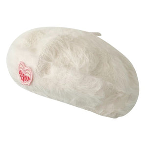 VILZSTUDIOS Fluffy beret with heart patch from VILZSTUDIOS