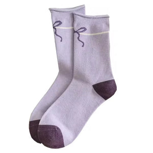 VILZSTUDIOS Stylish lavender bow socks for everyday wear