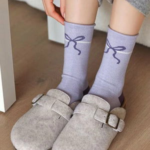 VILZSTUDIOS Stylish lavender bow socks for everyday wear