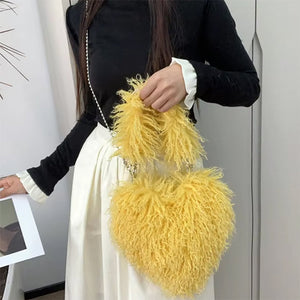 VILZSTUDIOS Fuzzy heart shaped bag for trendy fashion