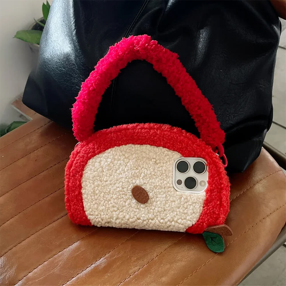 VILZSTUDIOS Cozy plush apple phone case with sherpa texture
