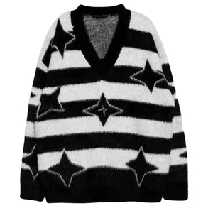 VILZSTUDIOS Cozy striped knit sweater with star accents