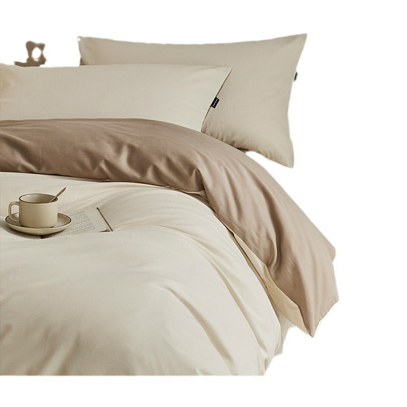 VILZSTUDIOS cream and taupe reversible color block duvet cover set