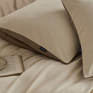 VILZSTUDIOS cream and taupe reversible color block duvet cover set