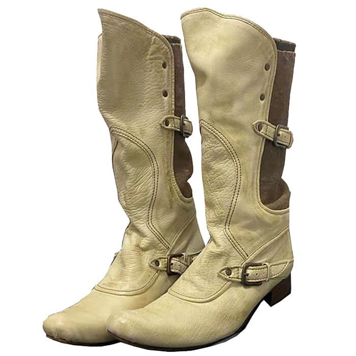 VILZSTUDIOS Cream cowboy boots with adjustable straps