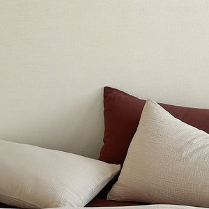 VILZSTUDIOS oatmeal and burgundy brown crinkled cotton bedding set