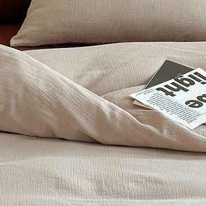 VILZSTUDIOS oatmeal and burgundy brown crinkled cotton bedding set