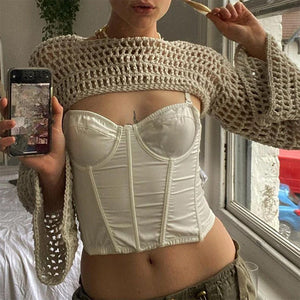 VILZSTUDIOS Chic crochet bolero wrap top for stylish layering