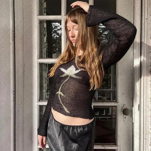 VILZSTUDIOS Stylish Y2K crochet long sleeve top