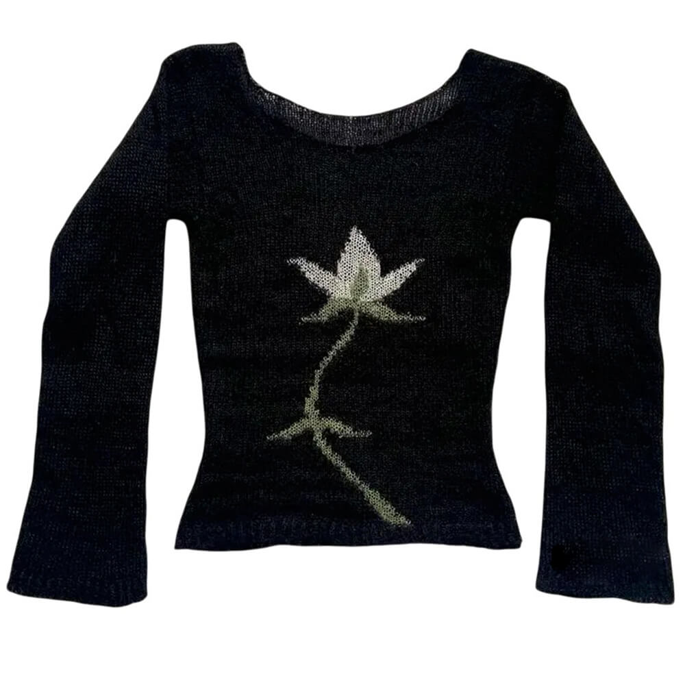 VILZSTUDIOS Stylish Y2K crochet long sleeve top