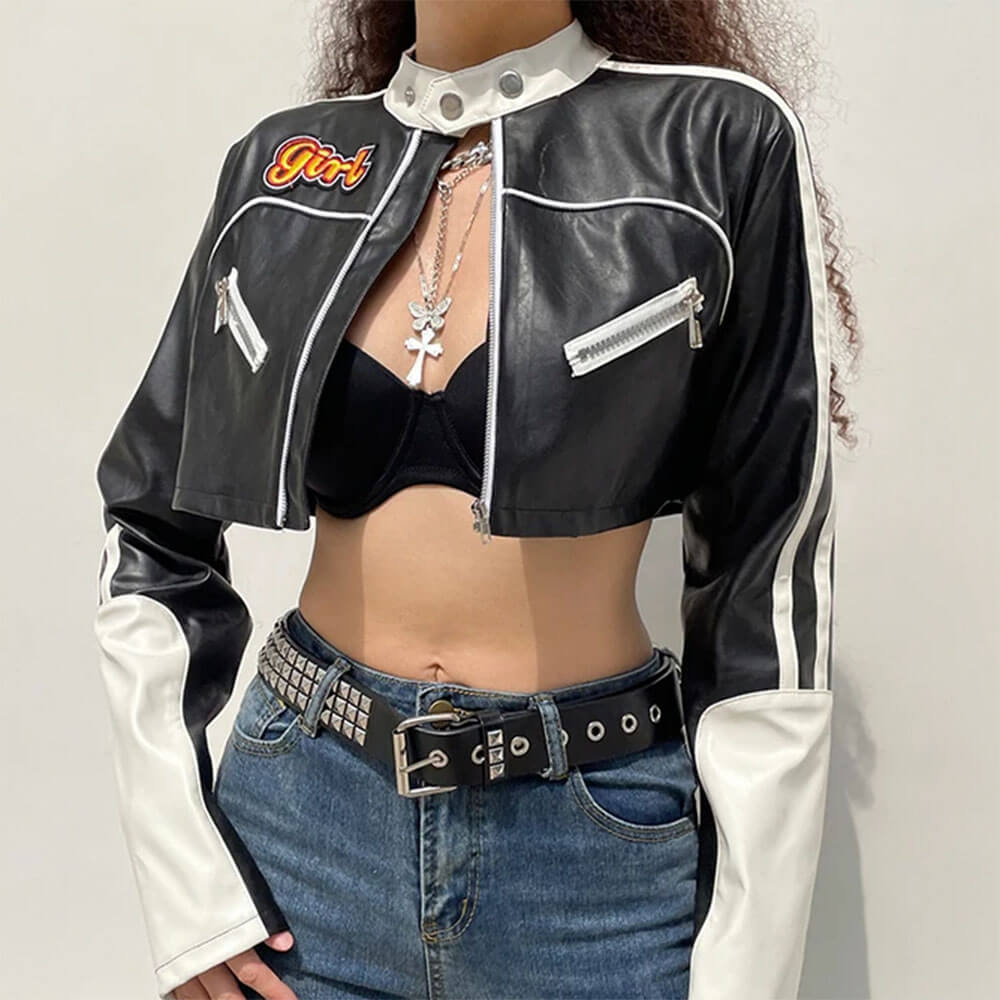 VILZSTUDIOS Cropped biker jacket in vegan leather