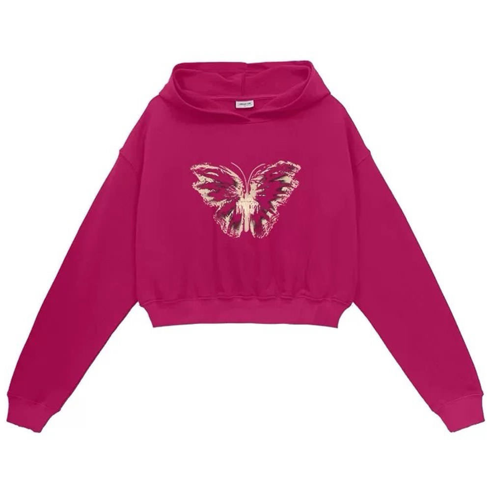 VILZSTUDIOS Cropped hoodie featuring a butterfly print design