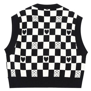 VILZSTUDIOS Trendy cropped checkerboard vest suitable for streetwear