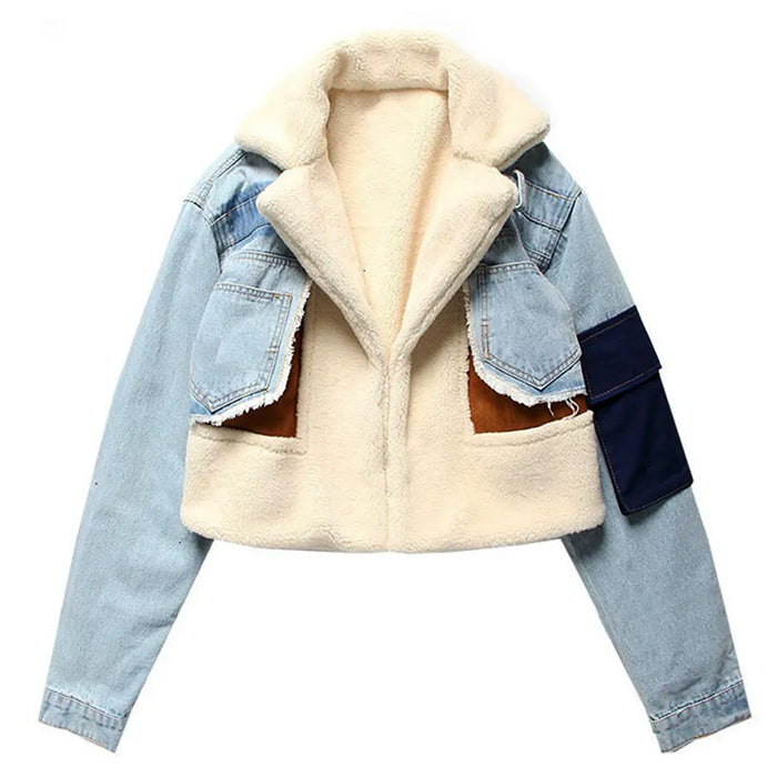 VILZSTUDIOS Stylish cropped jacket with patchwork design