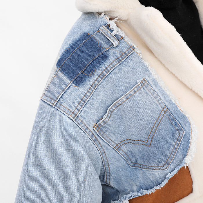VILZSTUDIOS Stylish cropped jacket with patchwork design