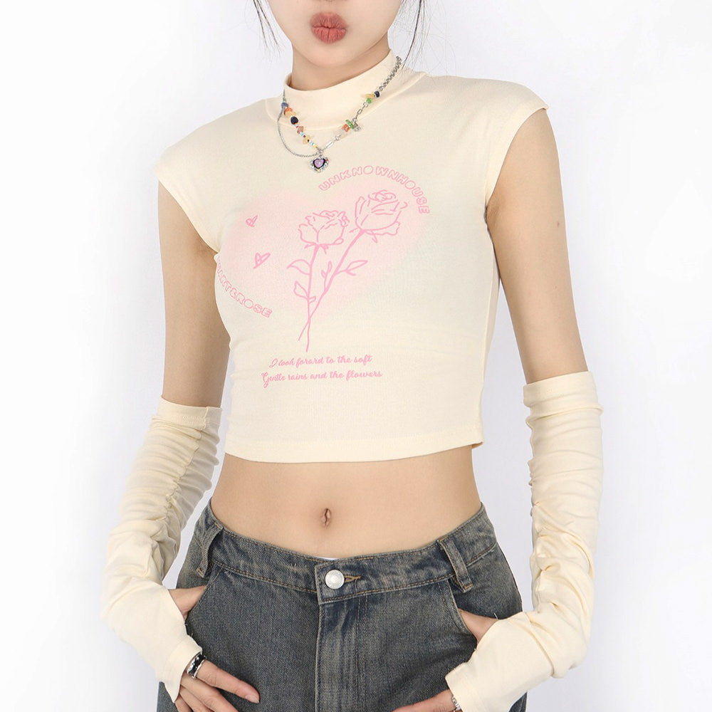 VILZSTUDIOS Cropped pastel tee with arm warmers