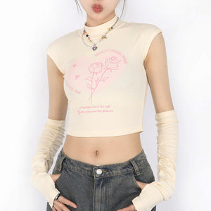 VILZSTUDIOS Cropped pastel tee with arm warmers