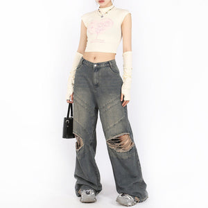 VILZSTUDIOS Cropped pastel tee with arm warmers