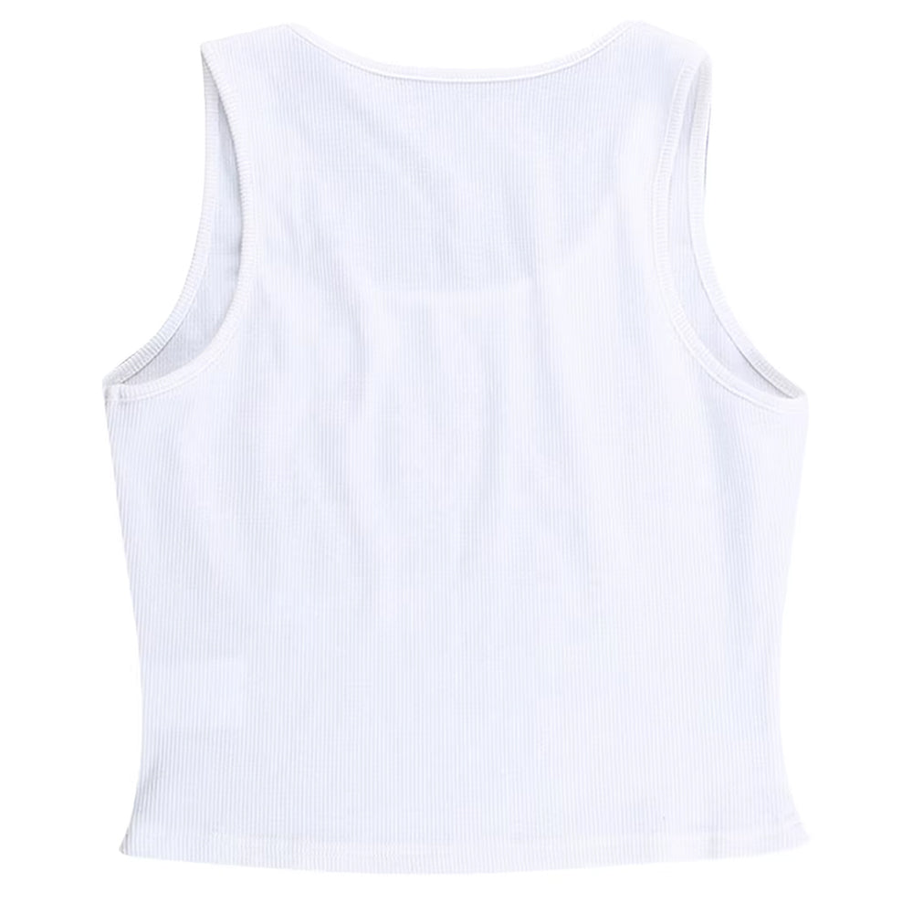 VILZSTUDIOS Cropped ribbed tank top with rhinestone lettering