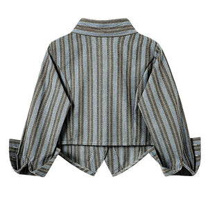 VILZSTUDIOS Cropped striped shirt with detachable tie and wide cuffs