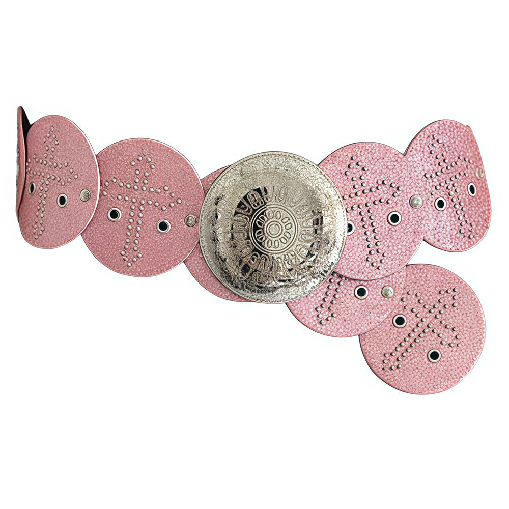 VILZSTUDIOS Oversized belt in pink with cross design