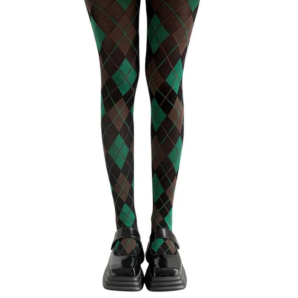 VILZSTUDIOS Fashionable argyle pattern tights for streetwear style