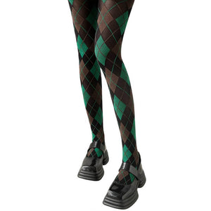 VILZSTUDIOS Fashionable argyle pattern tights for streetwear style