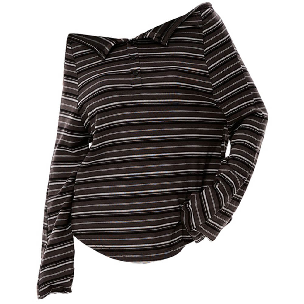 VILZSTUDIOS Stylish off-shoulder henley longsleeve for streetwear fashion