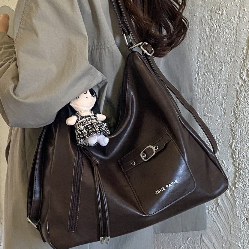 VILZSTUDIOS dark brown decorative buckle hobo bag