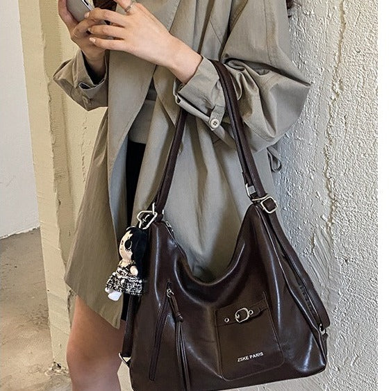 VILZSTUDIOS dark brown decorative buckle hobo bag