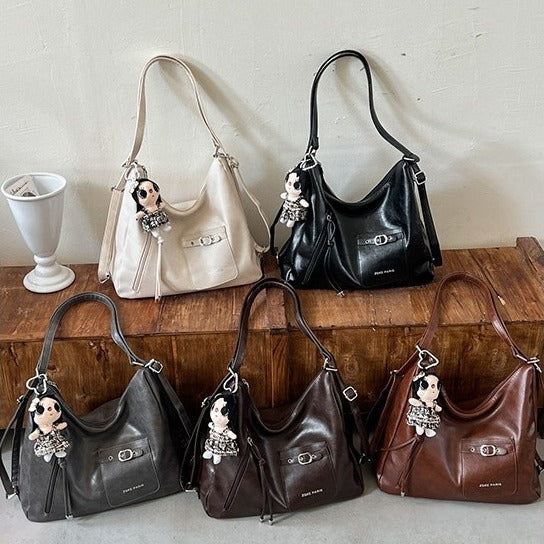 VILZSTUDIOS dark brown decorative buckle hobo bag