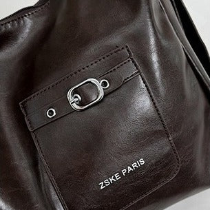 VILZSTUDIOS dark brown decorative buckle hobo bag